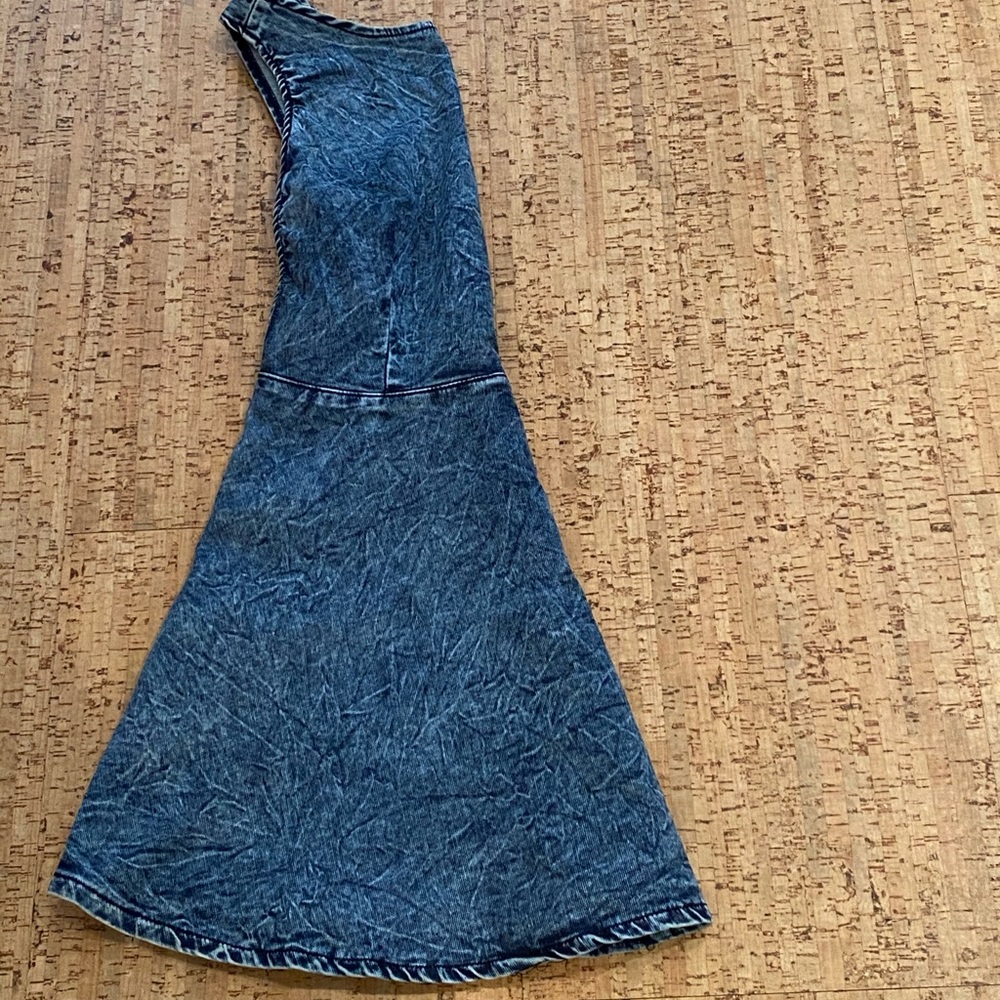 Backless, Acid Wash Jean Skater Dress